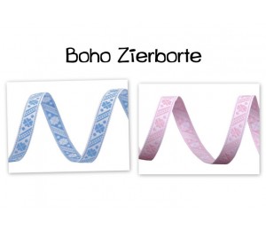 Webband - Zierband Boho hellblau oder rosa